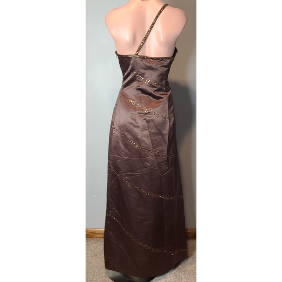 Vintage Brown Maxi Dress gown evening wear Armani Prada esque - Picture 7 of 8